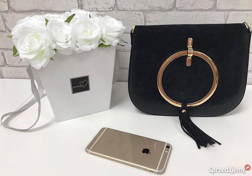 Włoska listonoszka torebka z kołem czarny sprzedam