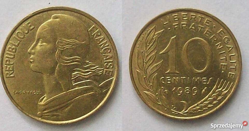 Francja 10 centymów 1989 Numizmatyka Leźnica Wielka