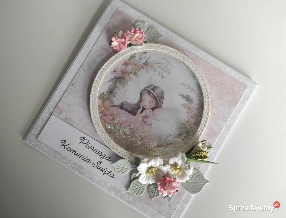 Kartka ręcznie robiona na Komunia Święta z Łódź