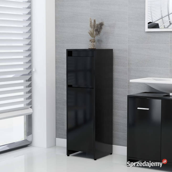 Szafka łazienkowa czarna 30x30x95 materiał