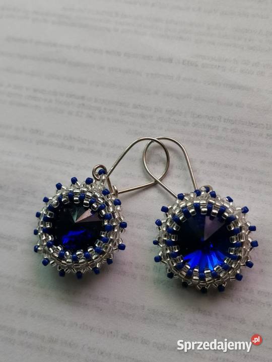 Kolczyki kobalt Swarovski beading Częstochowa