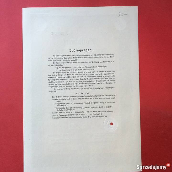 20 Papiery wartościowe 500 reichsmark Szczecin