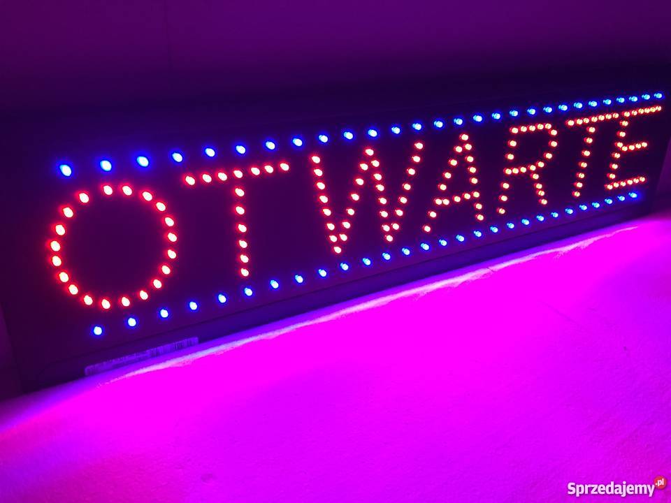 LED szyld reklama OTWARTE 77 NOWA producent mazowieckie Pomiechówek