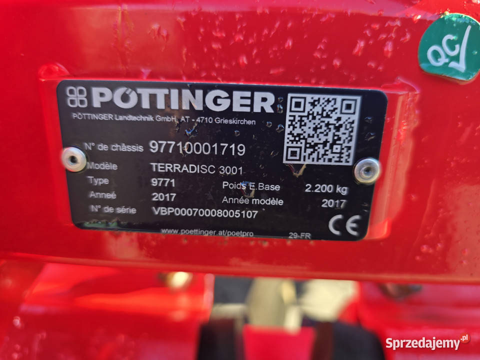Brona talerzowa POTTINGER Terradisc 3001 2017 r Baliki