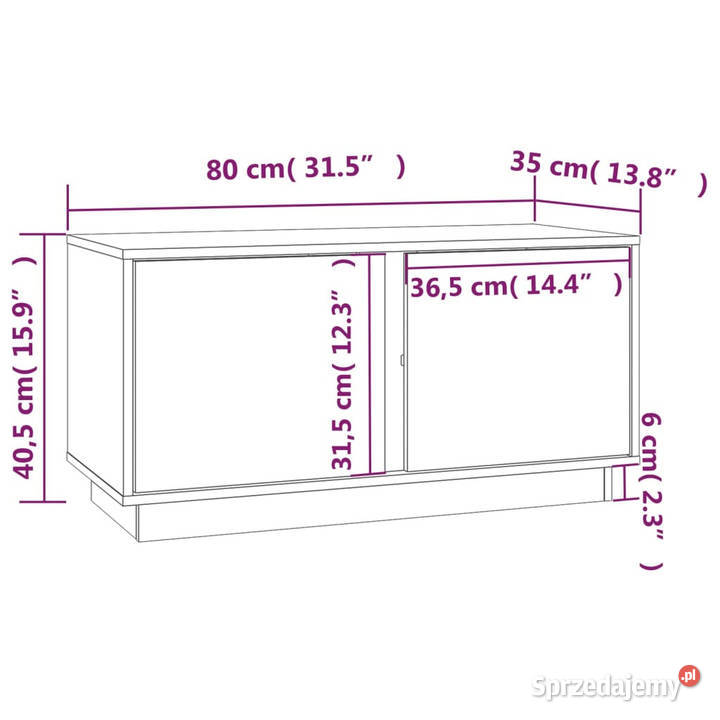 Szafka pod telewizor biała 80x35x405 lite drewno
