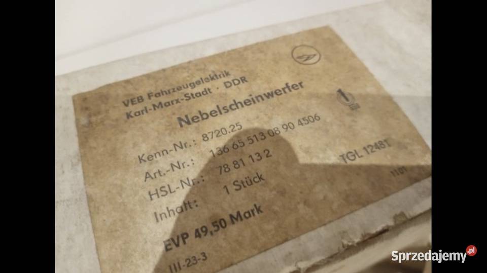 Lampa halogen VEB trabant DDR prl nowa eska sprzedam