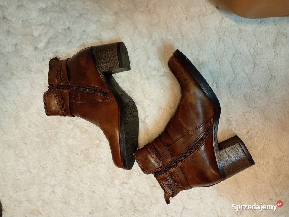 40 Real Leather wygodne brązowe botki biznesowe Kraków
