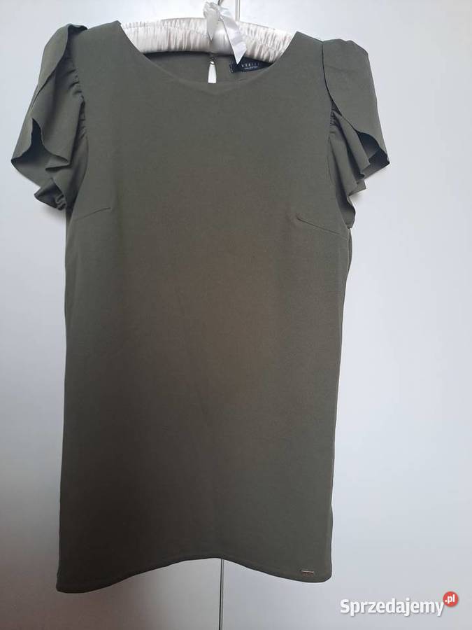 Mohito zielona pudełkowa sukienka z falbanami Warszawa