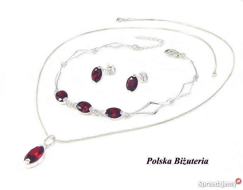 PRZEPIĘKNY SREBRNY KOMPLET Z SZAFIRAMI NA Białystok