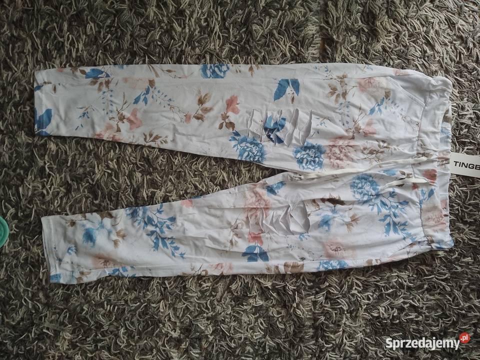 Spodnie letnie w kwiaty bawełna Rozmiar 42(XL) małopolskie Chrzanów sprzedam