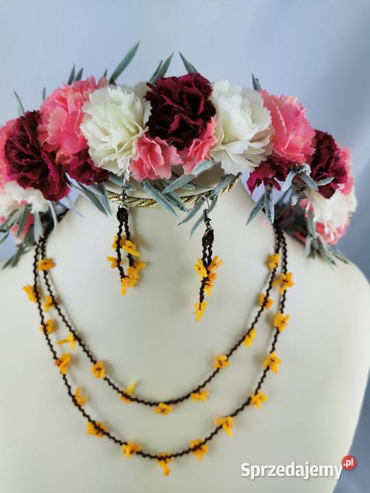 Biżuteria frywolitkowa Wiśniowa sprzedam