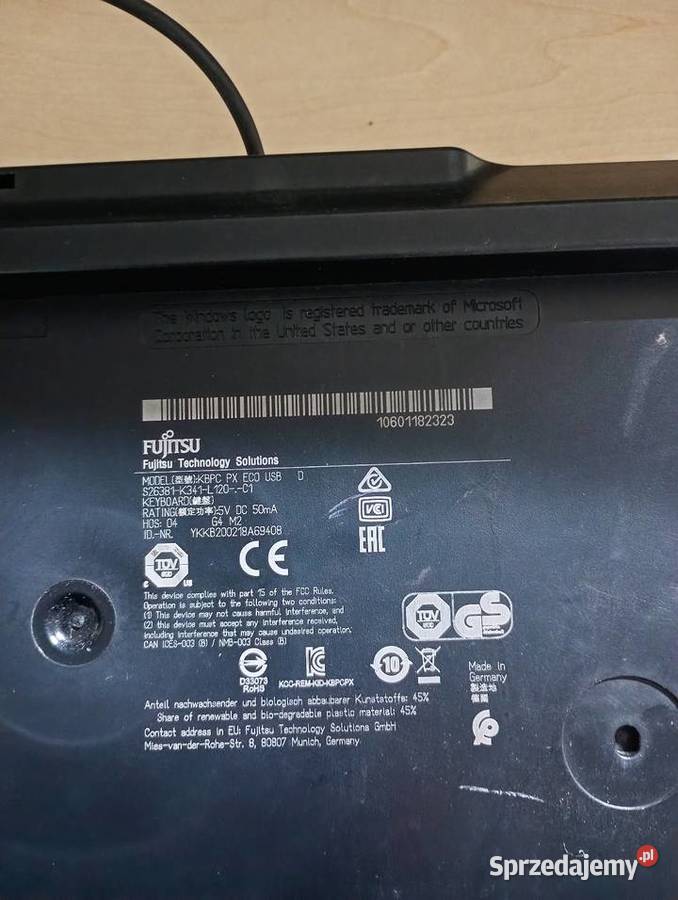 Profesjonalna klawiatura USB Fujitsu KBPC Px Eco przewodowa mazowieckie