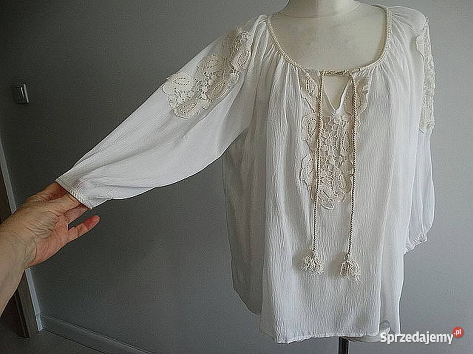 Bluzka Kremowa Zdobiona Koronką w stylu Boho Łomża