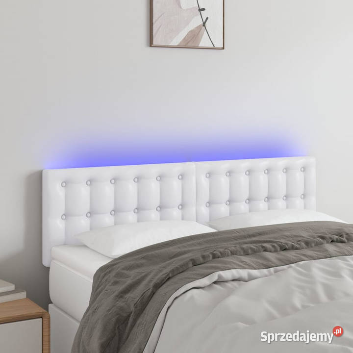 Zagłówek do łóżka z LED biały 144x5x7888 Warszawa