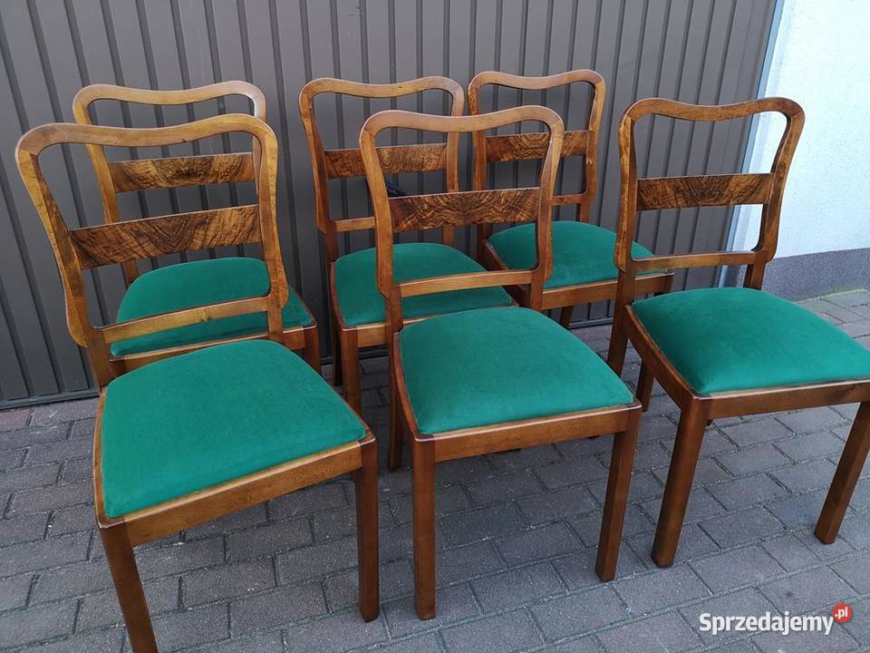 Krzesła ARTDECO Stare Antyk Komplet 6 Sztuk