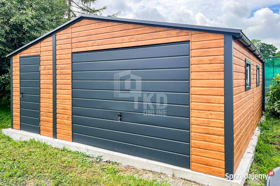 Garaż Blaszany 6x6m Brama uchylna Drzwi 3x okno Piła