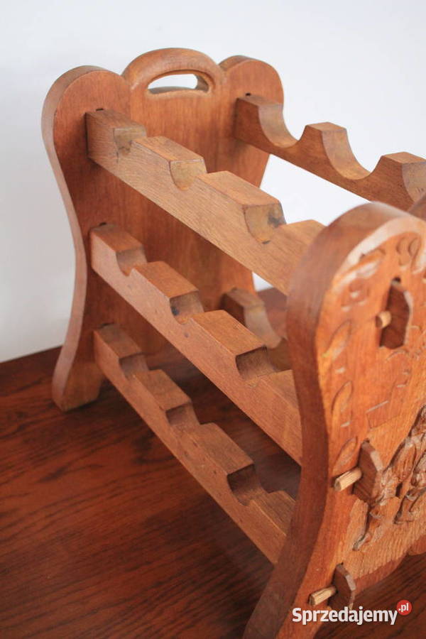 Drewniany stojak na wino ładne wykonanie Wyposażenie wnętrz Pszczyna