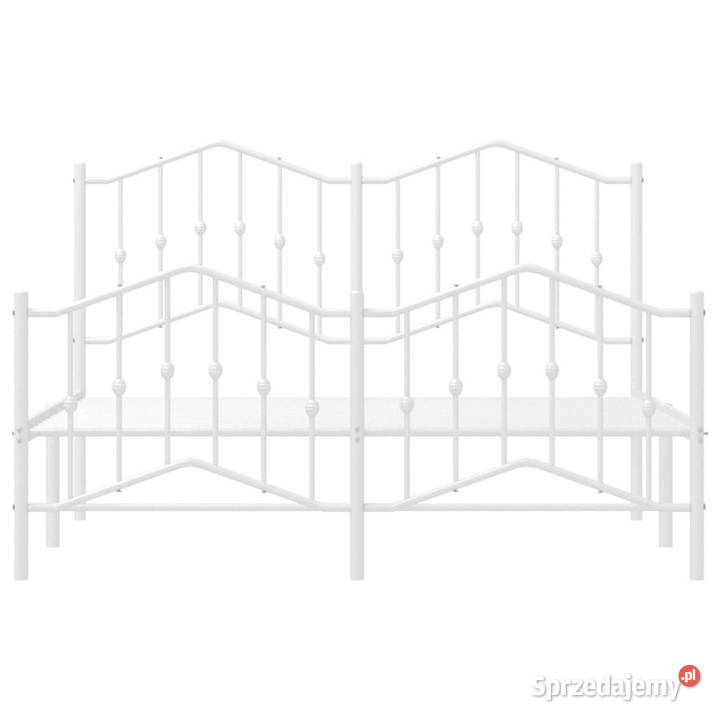 Łóżko Metalowe Białe Rama Łóżka Ze Stelażem 142cm