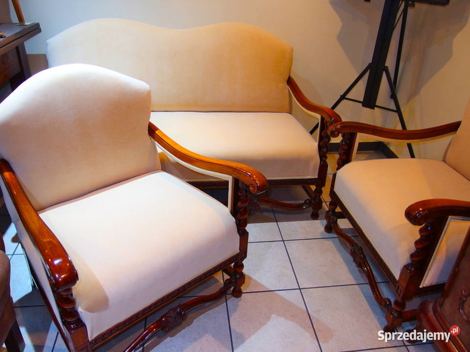 Antyki Neobarokowa sofa i dwa fotele Wągrowiec