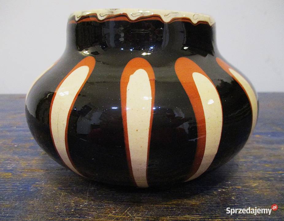 Wazon Brzuchaty Pękaty Ceramiczny Szkliwiony PRL mazowieckie Nieporęt