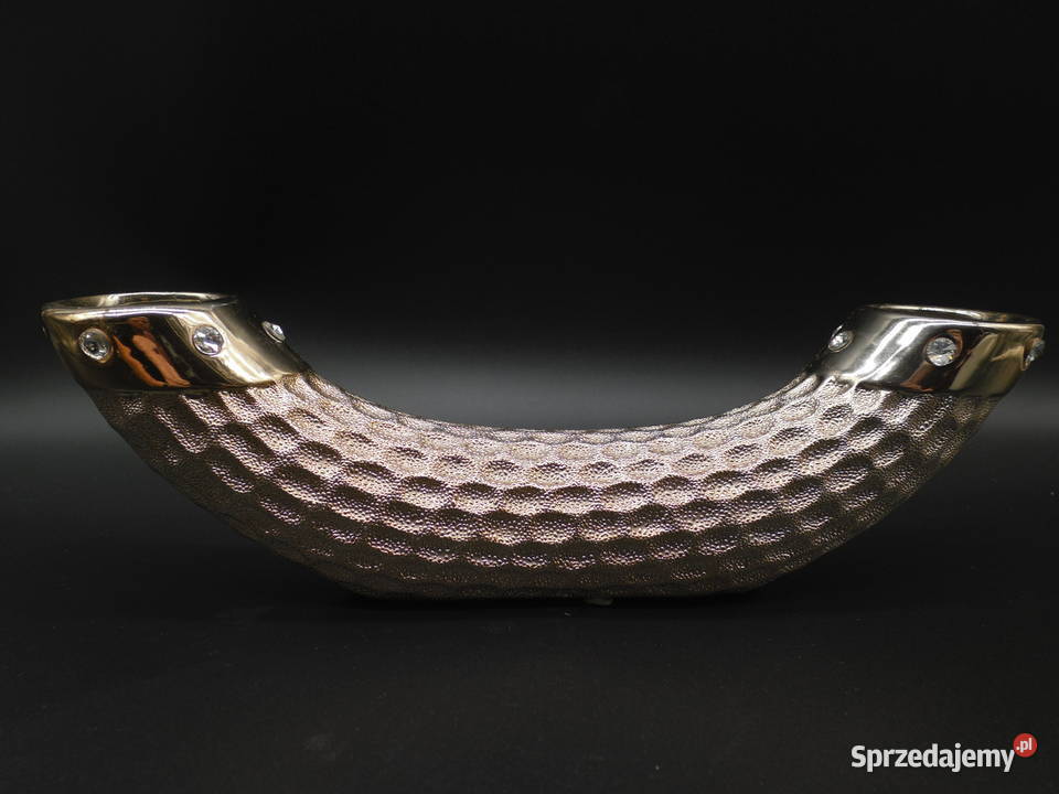 Ceramiczny świecznik wazon w kształcie rogu