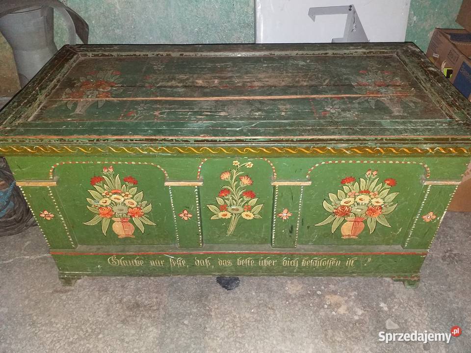 Kufer malowany w stylu sztuki ludowej Folk Art Bielawa