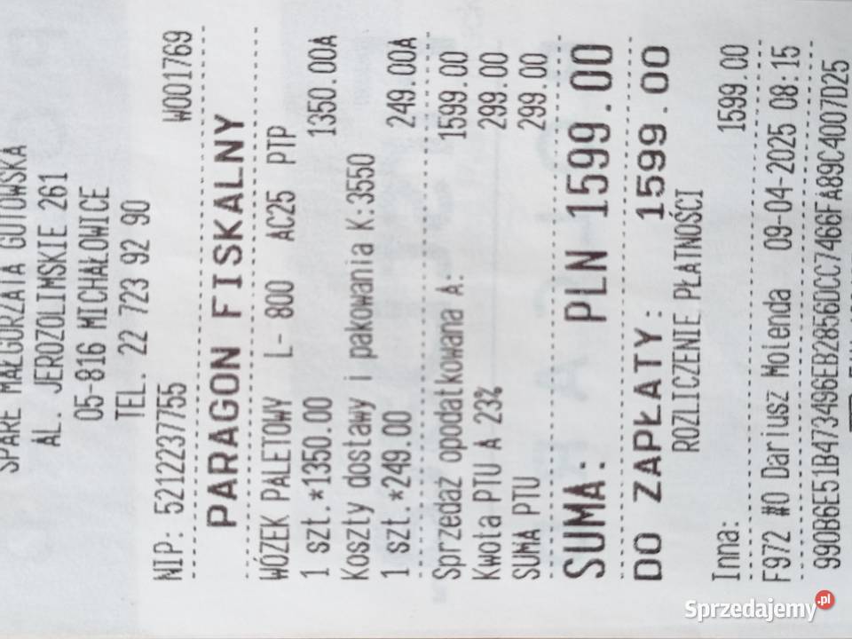 Sprzedam paleciaka Magazynowanie sprzedam