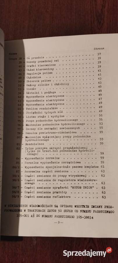 Instrukcja zmian technicznych Zetor 50 super podkarpackie Stalowa Wola