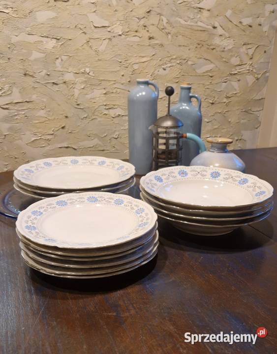 Zestaw 13 TALERZY ĆMIELÓWdekor niebieski Lublin