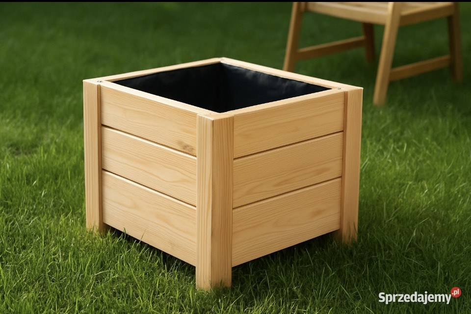 Doniczka drewniana boho ręczna robota eko pomorskie Banino