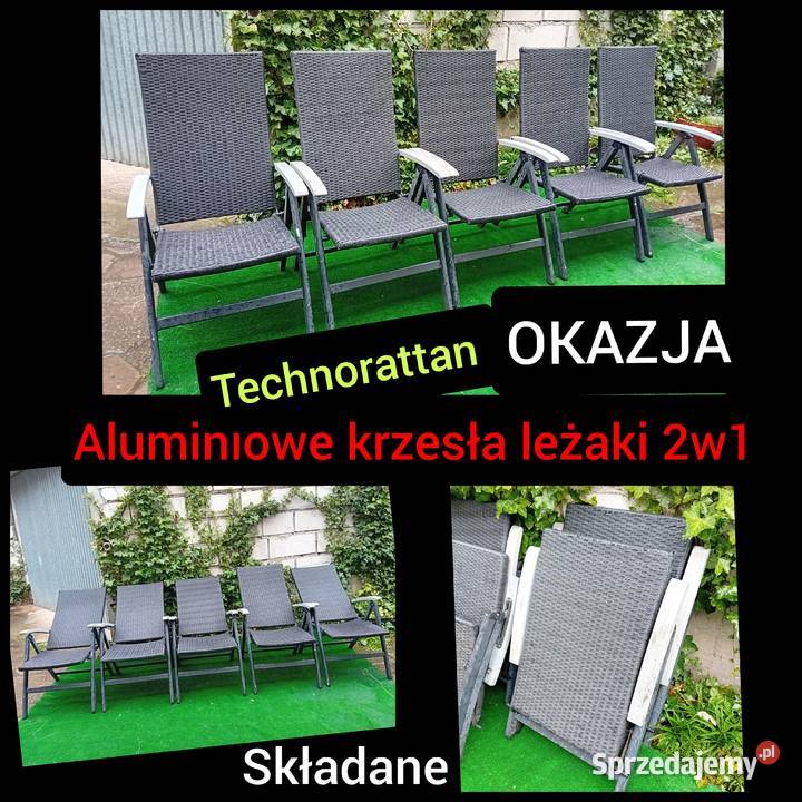 Technorattan krzesła regulowane leżak 2w1 składane leżaki