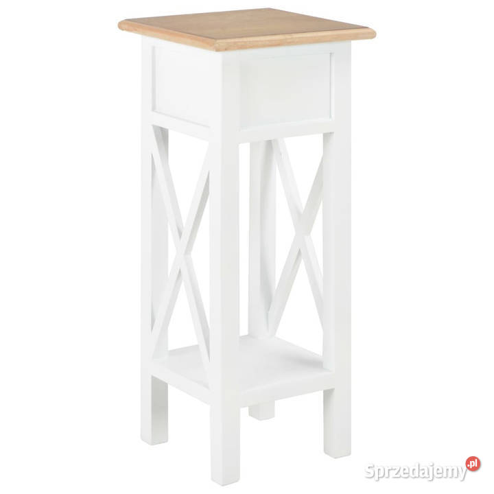 Stolik boczny biały 27x27x655 drewniany WM280057 Stoły mazowieckie