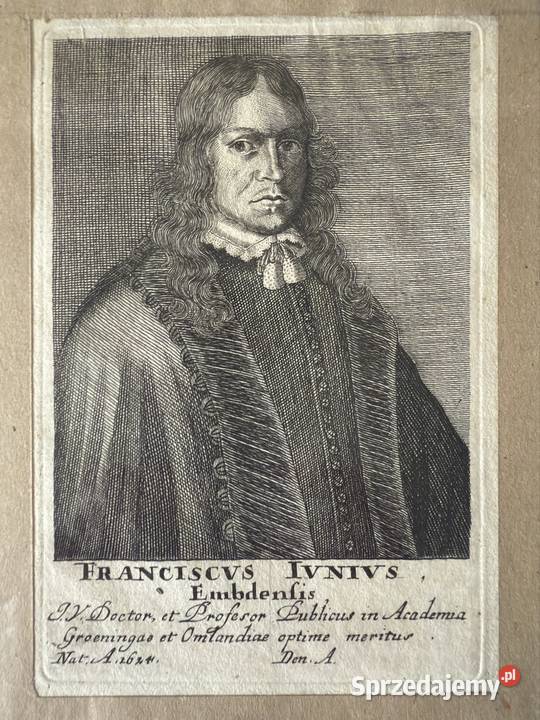 Antyczny Miedzioryt Portret Franciscus Junius sprzedam