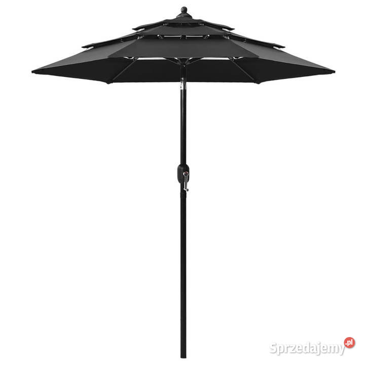 3poziomowy parasol na aluminiowym słupku czarny mazowieckie Warszawa