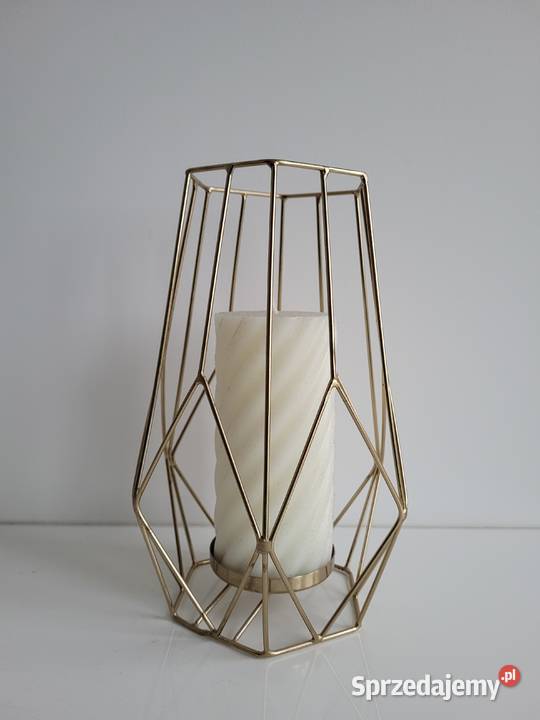 Złote świeczniki metalowe 2 sztuki małopolskie Liszki