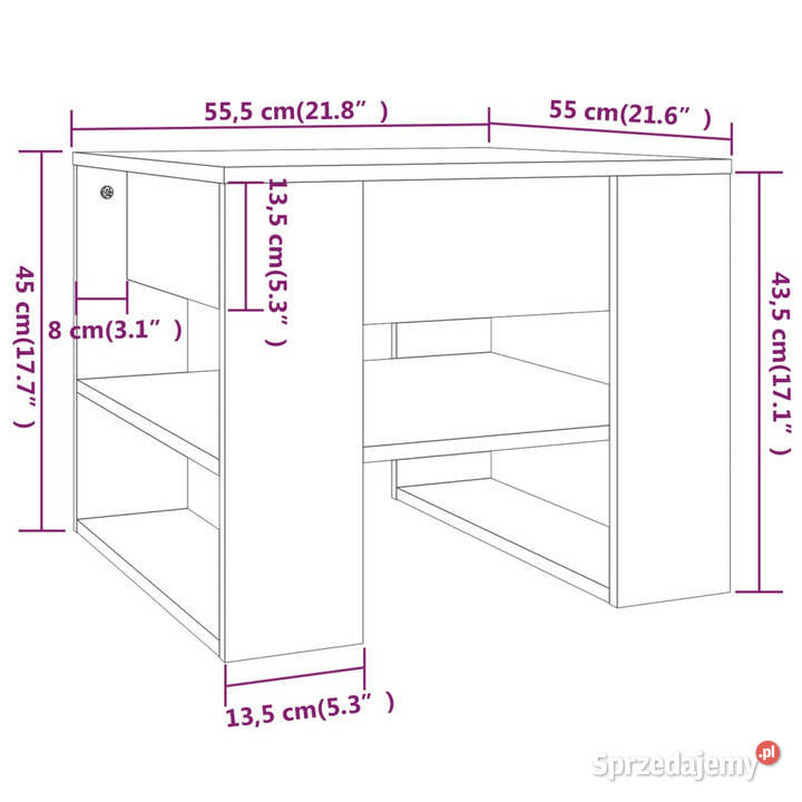 Stolik kawowy przydymiony dąb 555x55x45 WM816931 Warszawa