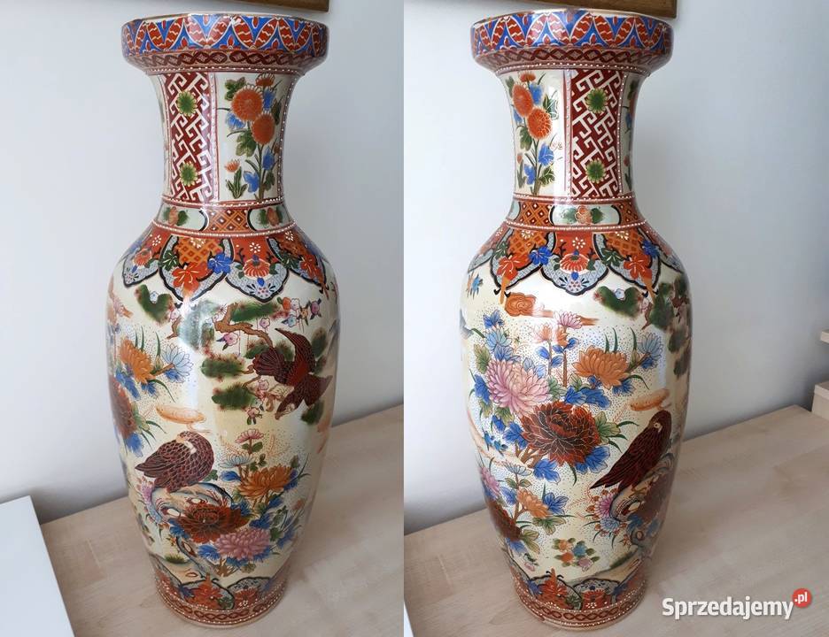 Chiński wazon dynastia Ming ręcznie malowany 60cm porcelana
