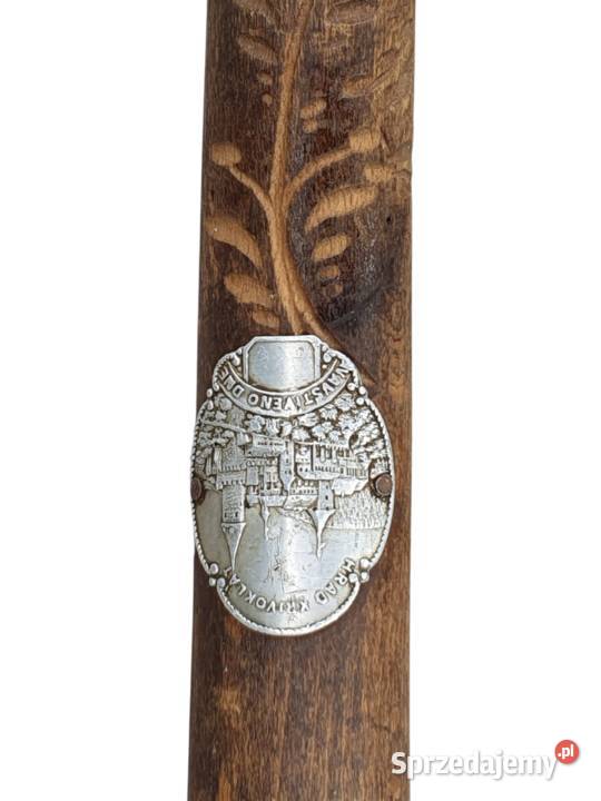 Stara drewniana laska ręcznie rzeźbiona Cieszyn