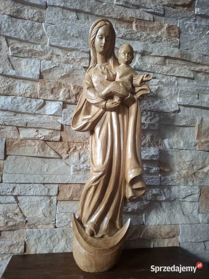 Rzeźba z drewna Matka Boża z Dzieciątkiem Lubień