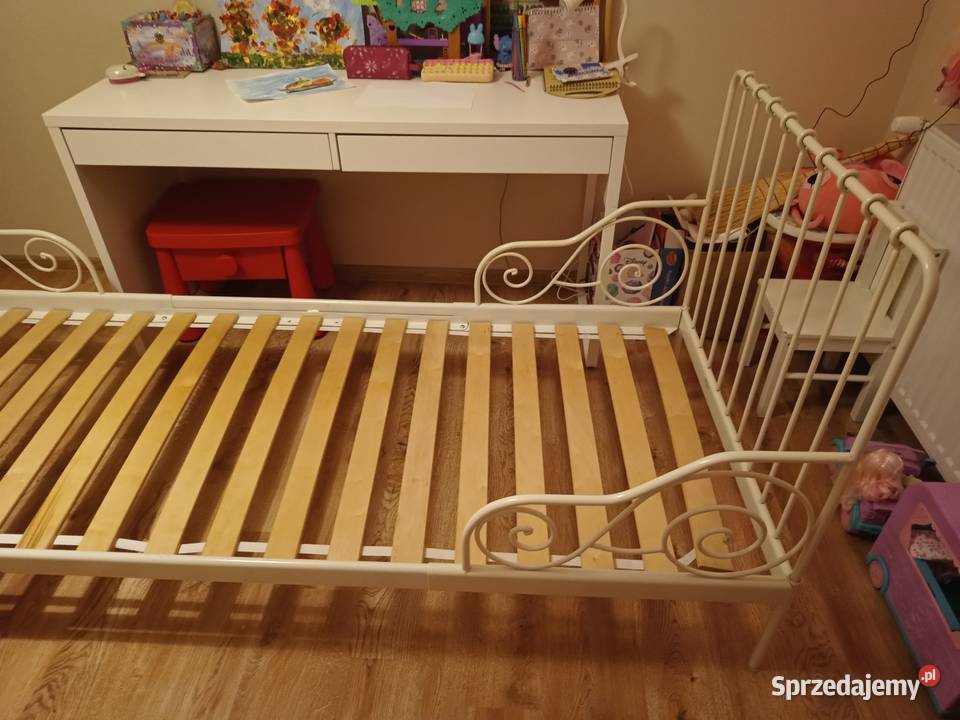 Łóżko dziecięce IKEA białe metalowe rozkładane Lipowica