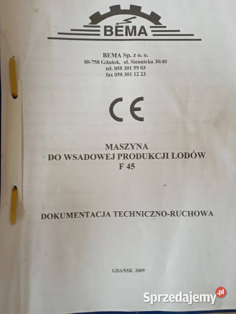 Syndyk sprzeda maszynę do lodów mazowieckie Warszawa