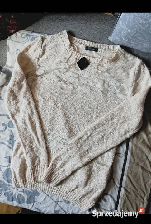NOWY z metką SWETER sweterek 100 BAWEŁNA na S xs