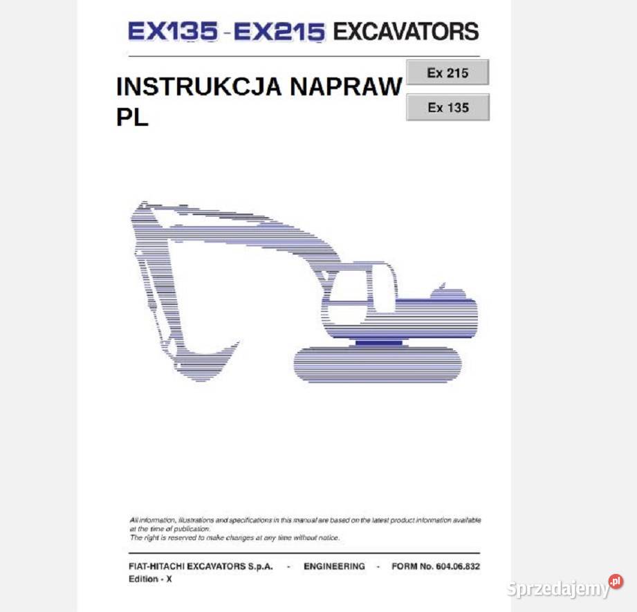 FIAT HITACHI EX215 EX135 INSTRUKCJA NAPRAW Kielce