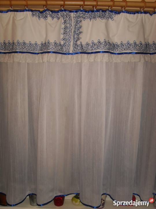 FIRANKA Z FALBANĄ ORYGINALNA HAFT WYSTRÓJ OKNA biały Wystrój okien dolnośląskie Wrocław