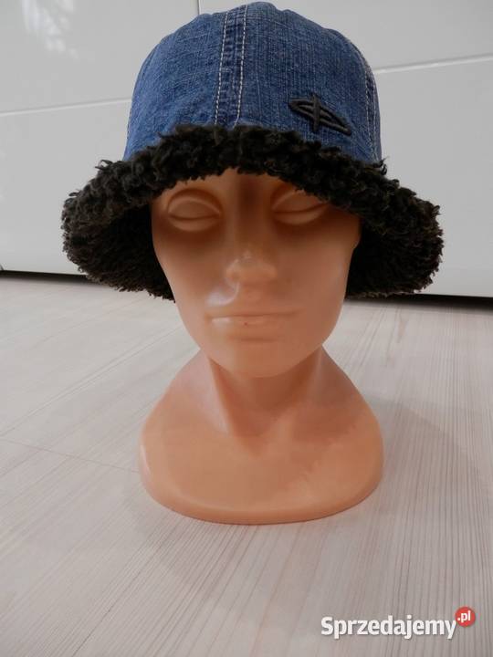 Czapka Bucket Jeansowa ze Sztucznym Brązowym Łomża sprzedam