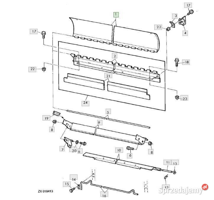 John Deere CTS podajnik poziomy płytka AH160318