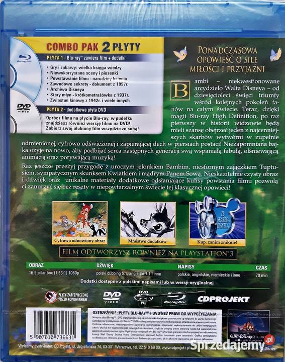 BAMBI 1 2 EDYCJA SPECJALNA 2xBLURAYDVD 3 DYSKI Filmy wielkopolskie Kalisz sprzedam