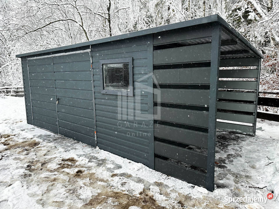 Domek Ogrodowy Schowek Blaszany 5x3 1x3 Antracyt Altany i wiaty Przemyśl
