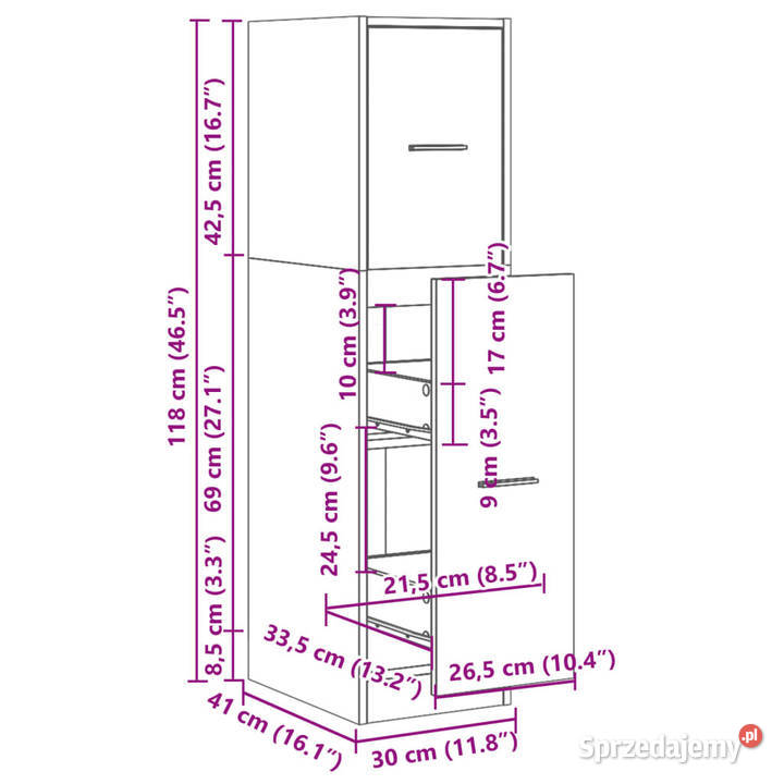 Szafka apteczna brązowy dąb 30x41x118 WM855166 Warszawa sprzedam