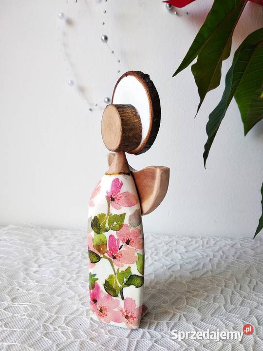 Anioł w sukience w różowe kwiatki Figurki i rzeźby dolnośląskie Wrocław